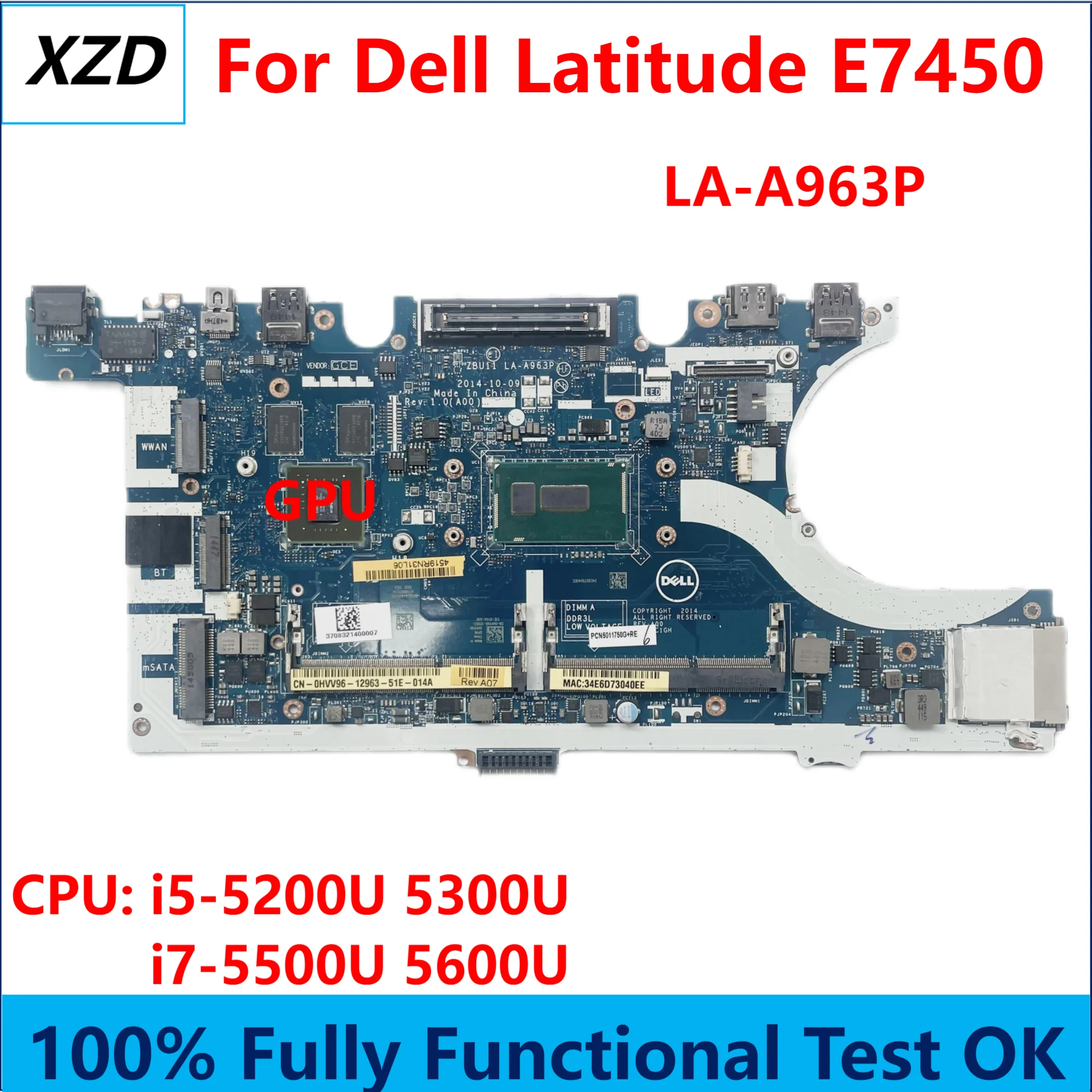  ƼƩ E7450 Ʈ  LA-A963P κ, CPU I5 I7 GPU-840M 2G 0HVV96 074G70 0KVR03 100% ׽Ʈ OK